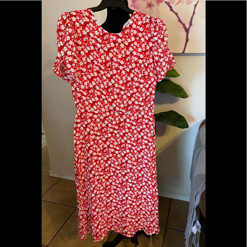 Reformation Crepe Floral Wrap Dress